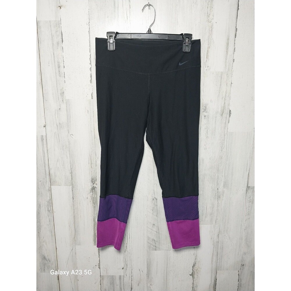 Nike Leggings Womens Medium Black Geranium Dri Fit Legend High Waist Mesh Panel